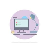 workplace workstation office lamp computer Flat Color Icon Vector