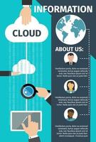 cartel de tecnología web de datos de nube de internet de vector