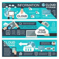 Cloud data storage and information technology vector