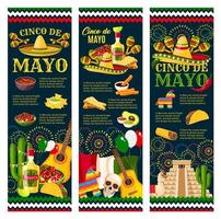 banner de saludo del festival mexicano cinco de mayo vector