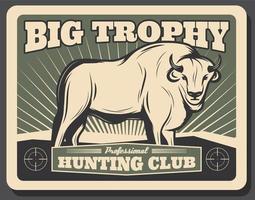 Vector buffalo retro poster for hunting club