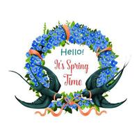 Springtime vector icon of flowers bunch