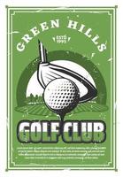 Golf sport club vintage banner with ball on tee vector