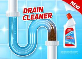 Pipe drain, siphon clog cleaner product banner vector