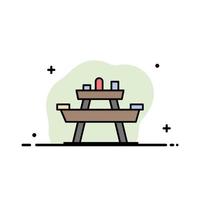 Bench Food Park Seat Picnic  Business Flat Line Filled Icon Vector Banner Template