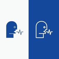 Audio Human Person Speech Talk Line and Glyph Solid icon Blue banner Line and Glyph Solid icon Blue vector