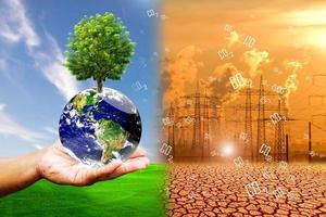 concepto de reducción de carbono neutral para prevenir el calentamiento global. reducción de las emisiones de gases de efecto invernadero co2 caballete. Amigable con el medio ambiente. mejorando la eficiencia energética. carbono neutral. foto