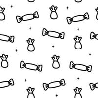 Seamless pattern with candies. Black and white X-mas winter holiday background. Endless texture for gift wrap, wallpaper, web banner, wrapping paper and fabric pattern vector