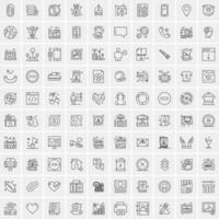 Pack of 100 Universal Line Icons for Mobile and Web vector