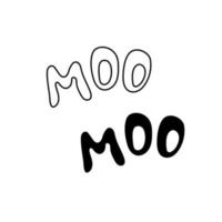 hand drawn word moo for design on dairy and milk theme vector