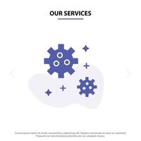 Our Services Astronaut Meteor Space Solid Glyph Icon Web card Template vector