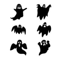 conjunto de fantasmas de halloween en blanco y negro vector