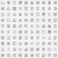 Pack of 100 Universal Line Icons for Mobile and Web vector