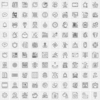 paquete de 100 iconos de líneas universales para móviles y web vector