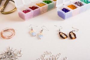 Accessories for making beaded earrings. Needlework and handmade photo