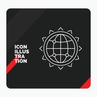 Red and Black Creative presentation Background for World. globe. SEO. business. optimization Line Icon vector