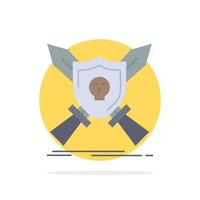 Badge emblem game shield swords Flat Color Icon Vector