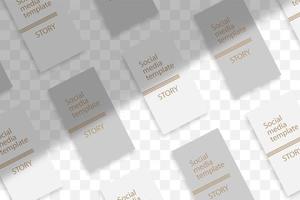 Stationery business branding mockup in realism style with transparent shadow light effect overlay. Mesh grid. Presentation your design card, poster, stories vector