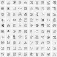 paquete de 100 iconos de líneas universales para móviles y web vector