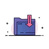 Folder Download Computing Arrow  Business Flat Line Filled Icon Vector Banner Template