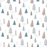 doodle forest pattern vector