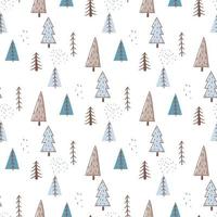 doodle forest pattern vector