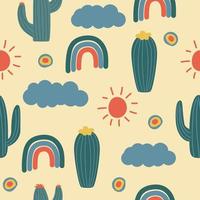 children pattern with cactuses vector