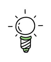 The sun in the form of a light bulb. Co2 concept of climate change. Recycling. Vector isolated doodle