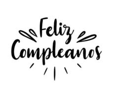 feliz cumpleaños en españa. letras en español con salpicaduras y rizos. ilustración vectorial vector