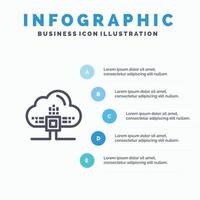 Based Data Cloud Science Line icon with 5 steps presentation infographics Background vector