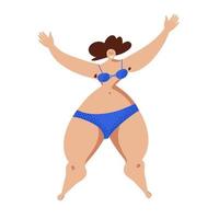A smiling Plus-size woman with her arms raised. The concept of harmony and self-acceptance. vector