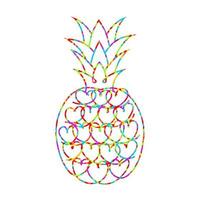 Pineapple from hearts in one line. Pineapple love heart vector