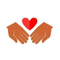 Hands hold the heart. Illustration in the flat style vector