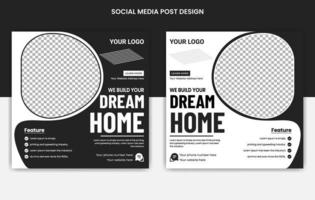 Real Estate home social media posts design, web banners with color variation template, Set of Editable square banner template vector