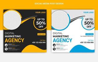 Business agency, digital marketing social media posts design, web banners color variation template, Set of Editable square banner template vector