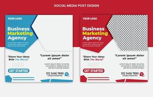 agencia de negocios, diseño de publicaciones en redes sociales de marketing digital, plantilla de variación de color de banners web, conjunto de plantilla de banner cuadrado editable vector