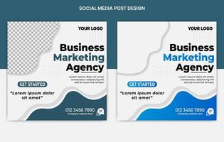 Business agency, digital marketing social media posts design, web banners color variation template, Set of Editable square banner template vector