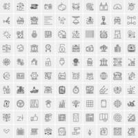 conjunto de 100 iconos de línea de negocios creativos vector