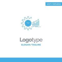 Chart Analytics Graphs Market Schedule Time Trends Blue Solid Logo Template Place for Tagline vector