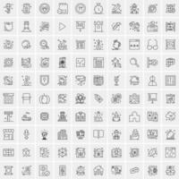 paquete de 100 iconos de líneas universales para móviles y web vector