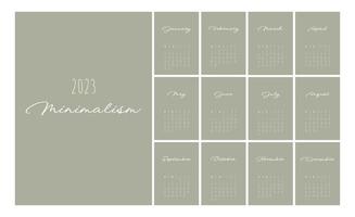 Calendar 2023 Trendy Minimalist Style. Set of 12 pages desk calendar. 2023 minimal calendar planner design for printing template. vector illustration