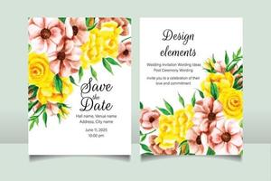 Beautiful floral wedding invitation card template vector