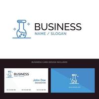 análisis bioquímica biología química logotipo comercial azul y plantilla de tarjeta de presentación anverso y reverso vector
