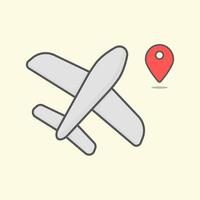 Airplane, aircraft with location icon vector. vector