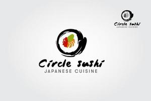 Circle Sushi Japanese Cuisine Modern Logo. Creative Logo Template. Japanese Cuisine vector logo illustration.