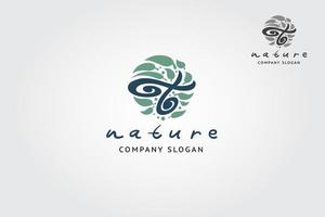 Nature Emblem Vector Logo Template. Illustration of an elegant and luxurious Logo. In the leaf image there is the letter T or initials.