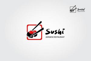 Plantillas de logotipo de restaurante japonés de sushi, adecuadas para cualquier negocio relacionado con restaurantes de comida rápida, comida coreana, comida japonesa o cualquier otro negocio sobre un fondo blanco. vector