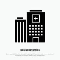 Hospital Medical Building Care solid Glyph Icon vector