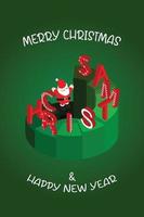 isometric Christmas banner template promotion for advertising with santa vector