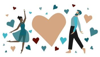 Woman man  Dancing Vector Flat Icon